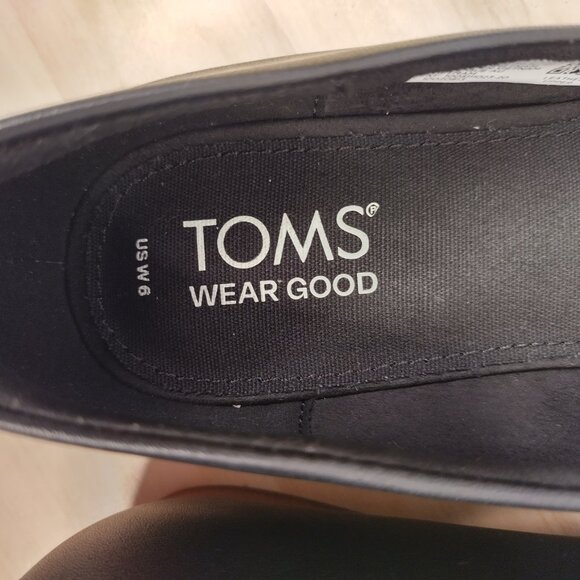 Tom's Brielle Black Leather Flats Shoes Women US 6 - Picture 10 of 14
